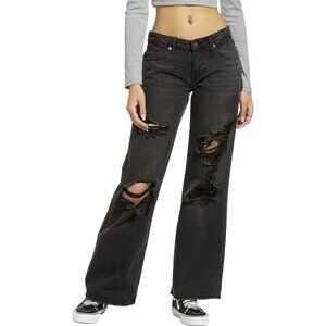 BP Nordstrom Black Denim Low Rise Wide Leg Destroyed Jeans